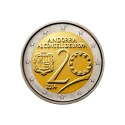 Pièce 2 euro commémorative Andorre 2014 "Entree d'Andorre au conseil...