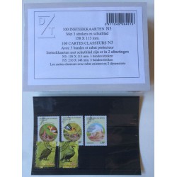 Paquet (100) cartes classeurs noires avec 3 bandes pour timbres-poste
