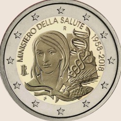 2 Euro herdenkingsmunt Italië 2018 "Ministerie van volksgezondheid" (UNC)