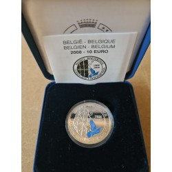10 Euro herdenkingsmunt België 2008 "Blauwe vogel" in zilver (Ag 0,925)