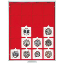 LINDNER box monnaies avec 20 alvéoles carrés de 50x50 mm. (p.e. cartons...