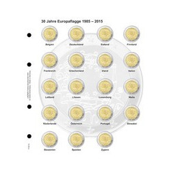LINDNER voordrukblad voor 2€ munten (serie 30 jaar Europese vlag 2015)
